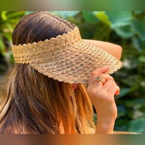Beach Riot Straw Visor Boho Sun Hat Summer Vacation Resortwear New In Package